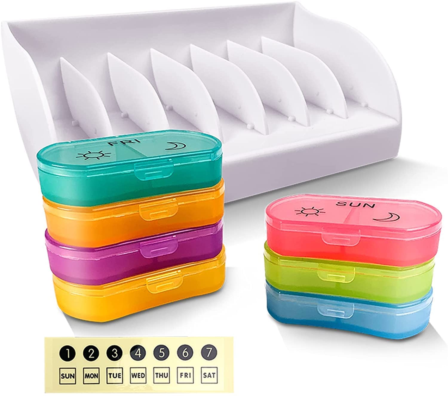 Home Plastic Rainbow Weekly Vitamin Dispenser