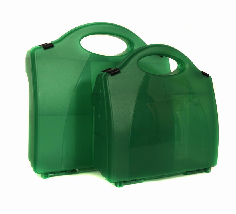 Wasserdichter grüner leerer Erste-Hilfe-Kasten aus Kunststoff mit Haken und Trennwand