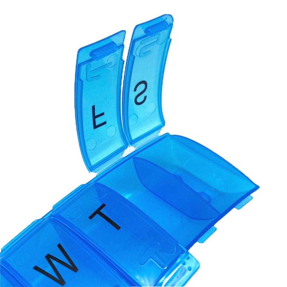 Blaue große wöchentliche Pillendose aus Kunststoff