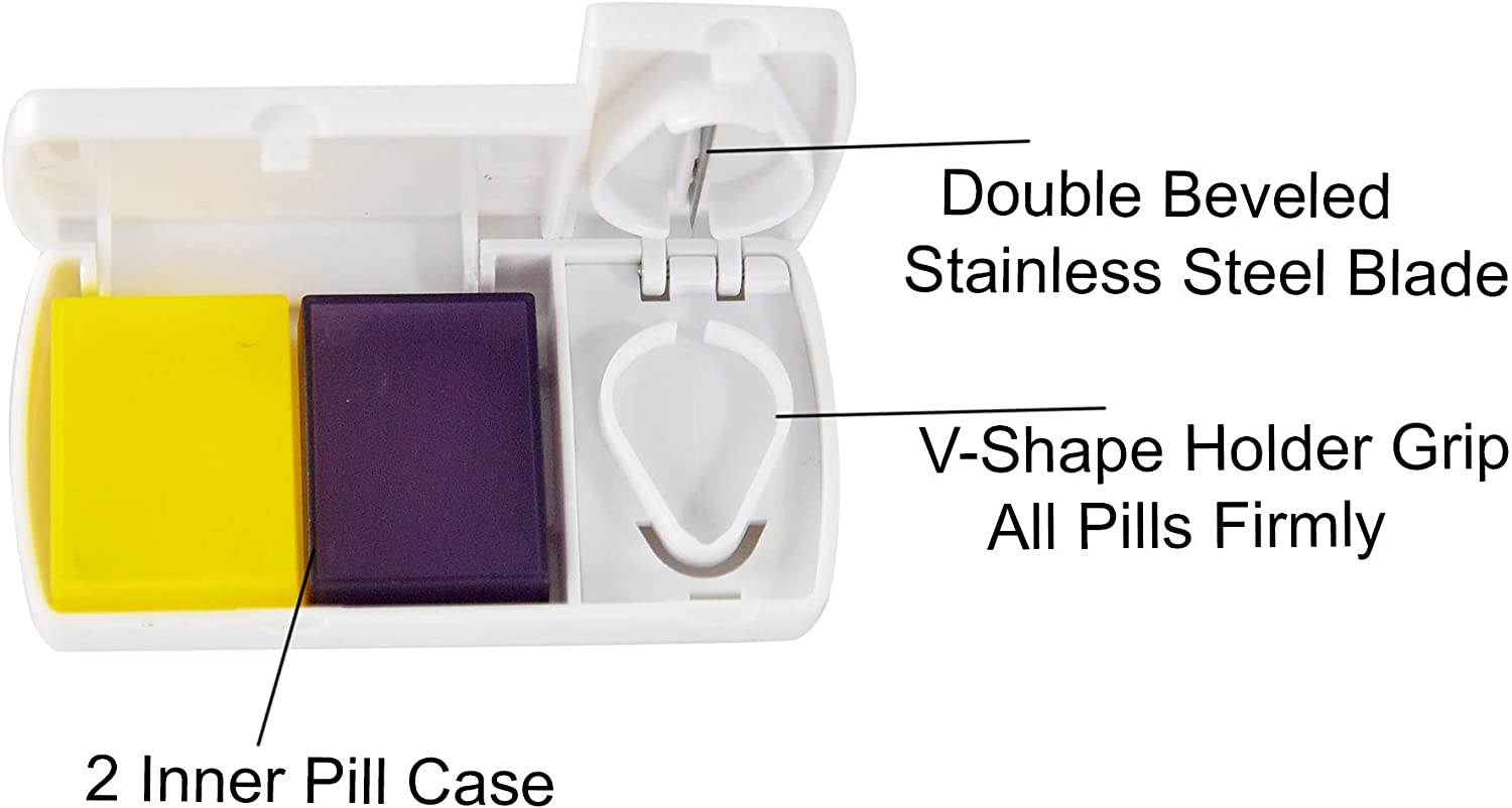 Kleine tragbare Kunststoff-Pillenbox mit Cutter