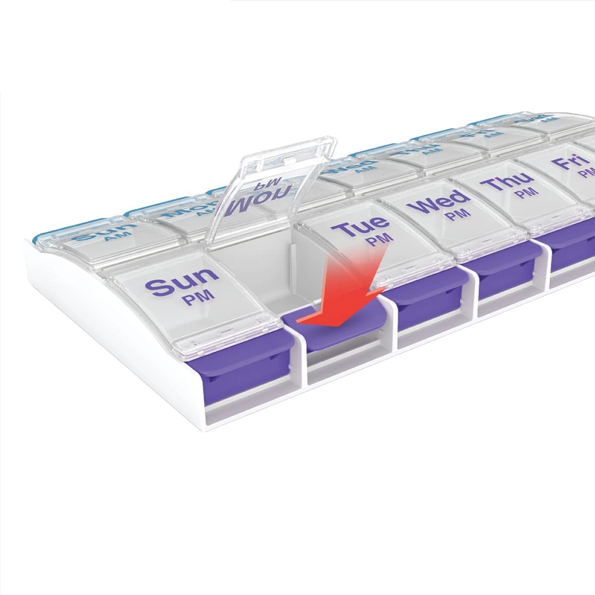 Hot Selling Plastic Push Button Weekly Daily Medicine Organizer